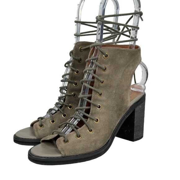 Jeffrey Campbell x Free People Boho Heels SZ 7.5 Open Toe Lace Front Booties - Picture 1 of 11